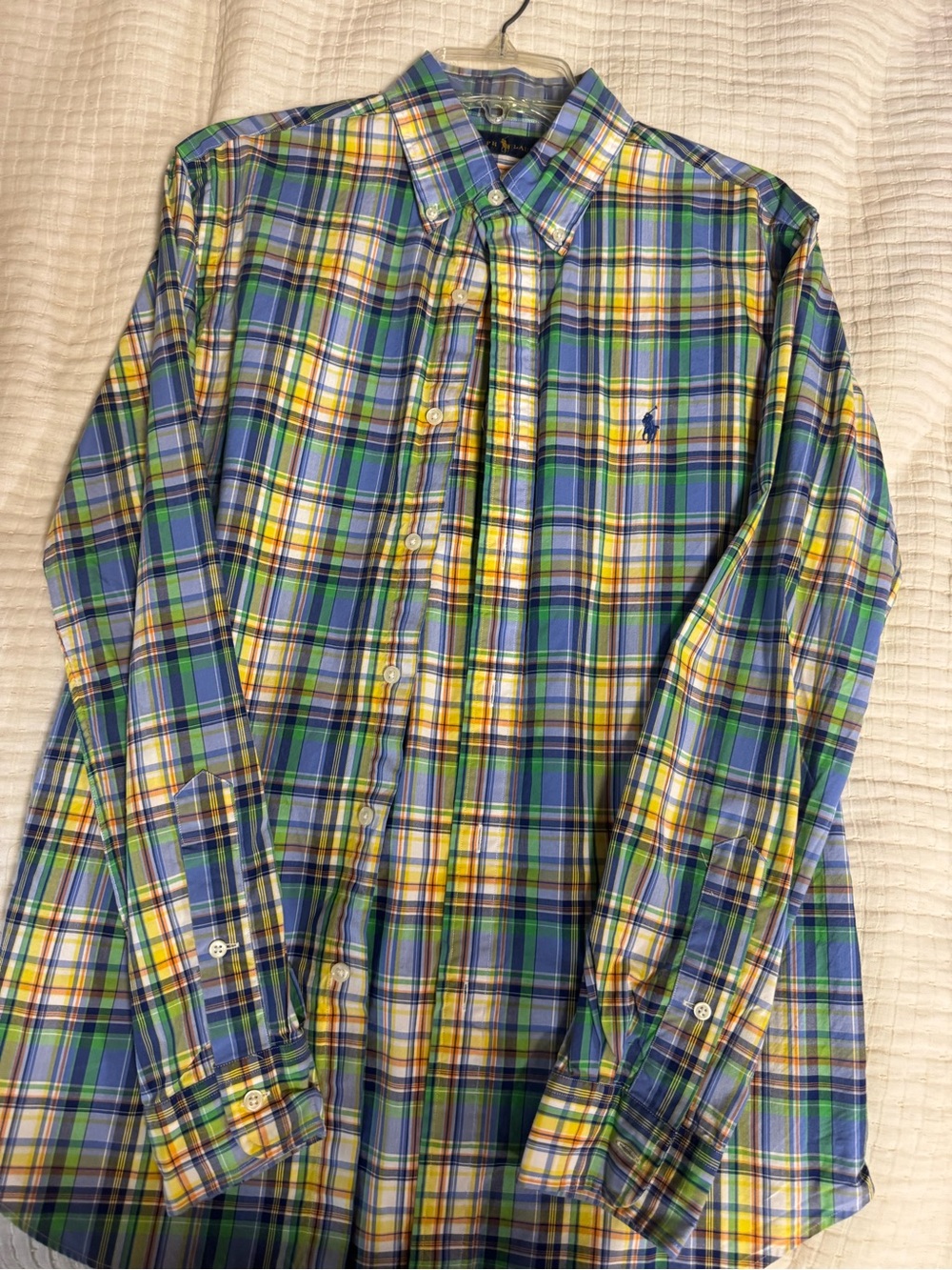 Ralph Lauren Blue, Yellow & Green Plaid Button-Down Shirt Mens M